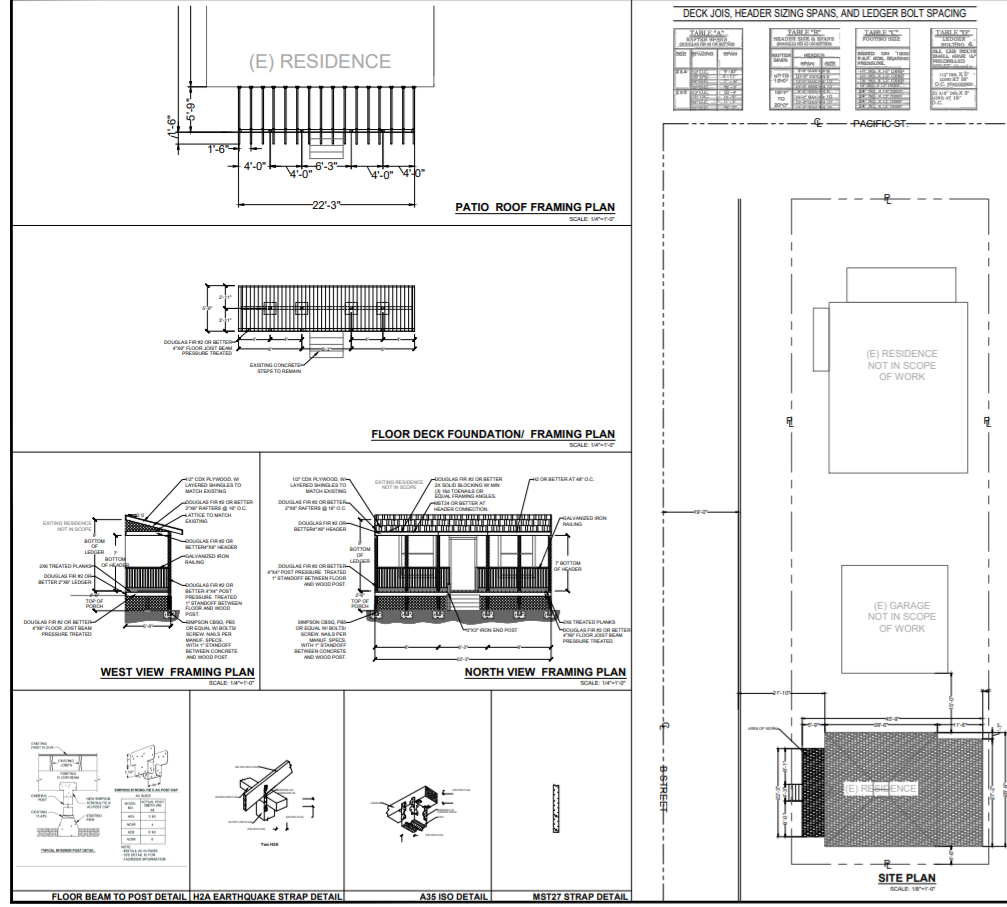 Framing, foundation and site plans